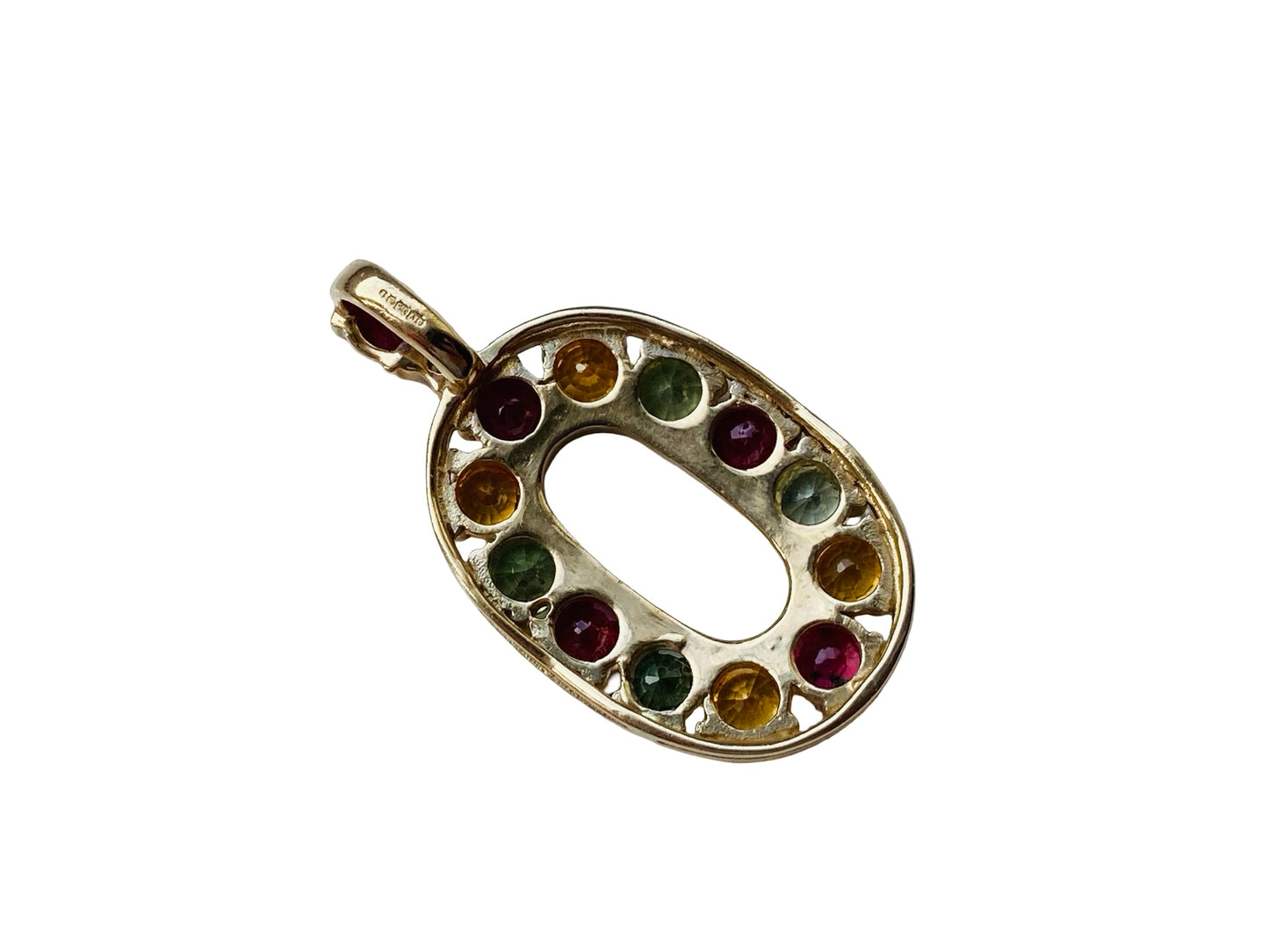 9ct Gold Ruby, Sapphire & Diamond Pendant