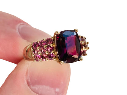 9ct Gold Rhodolite Garnet & Pink Tourmaline Ring