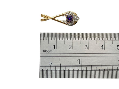 9ct Gold Amethyst & Diamond Pendant