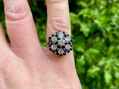 9ct Gold Sapphire & Diamond Cluster Ring