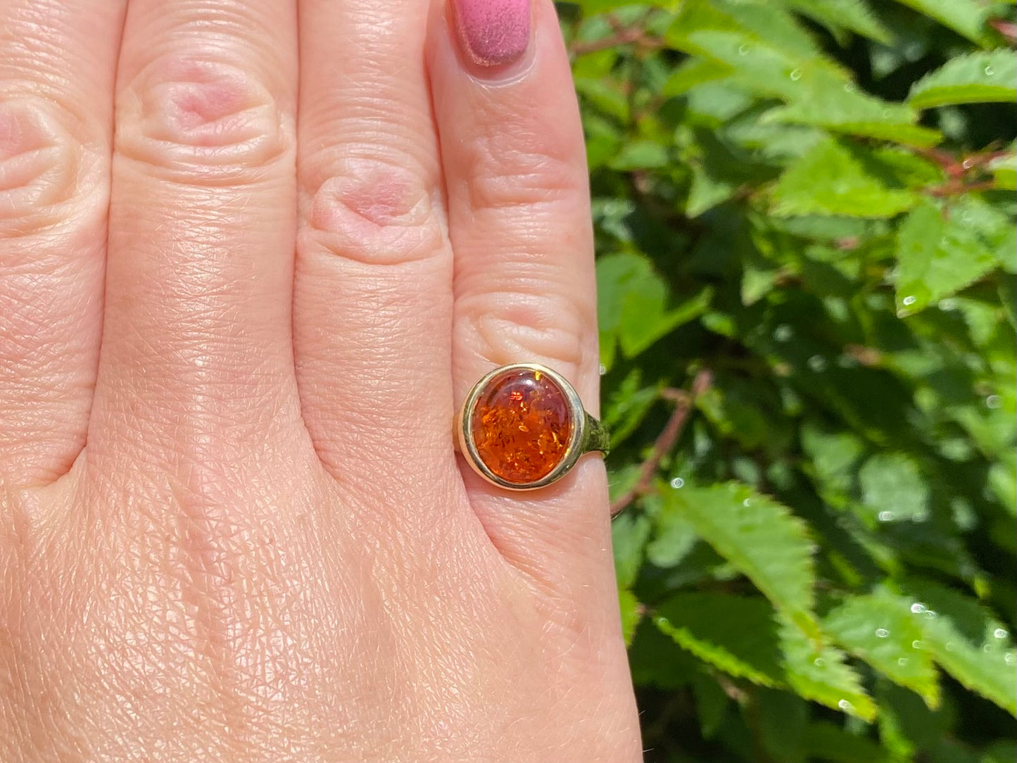 9ct Gold Amber Ring