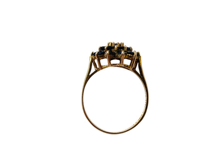 Vintage 9ct Gold Sapphire Cluster Ring