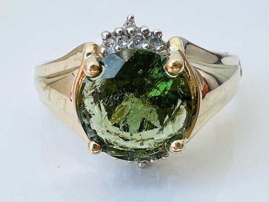 9ct Gold Tourmaline & Diamond Ring