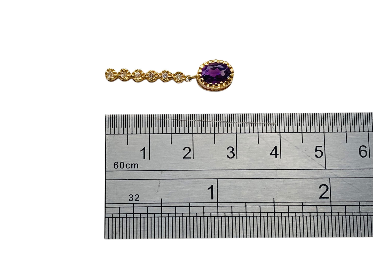 9ct Gold Amethyst & Diamond Pendant