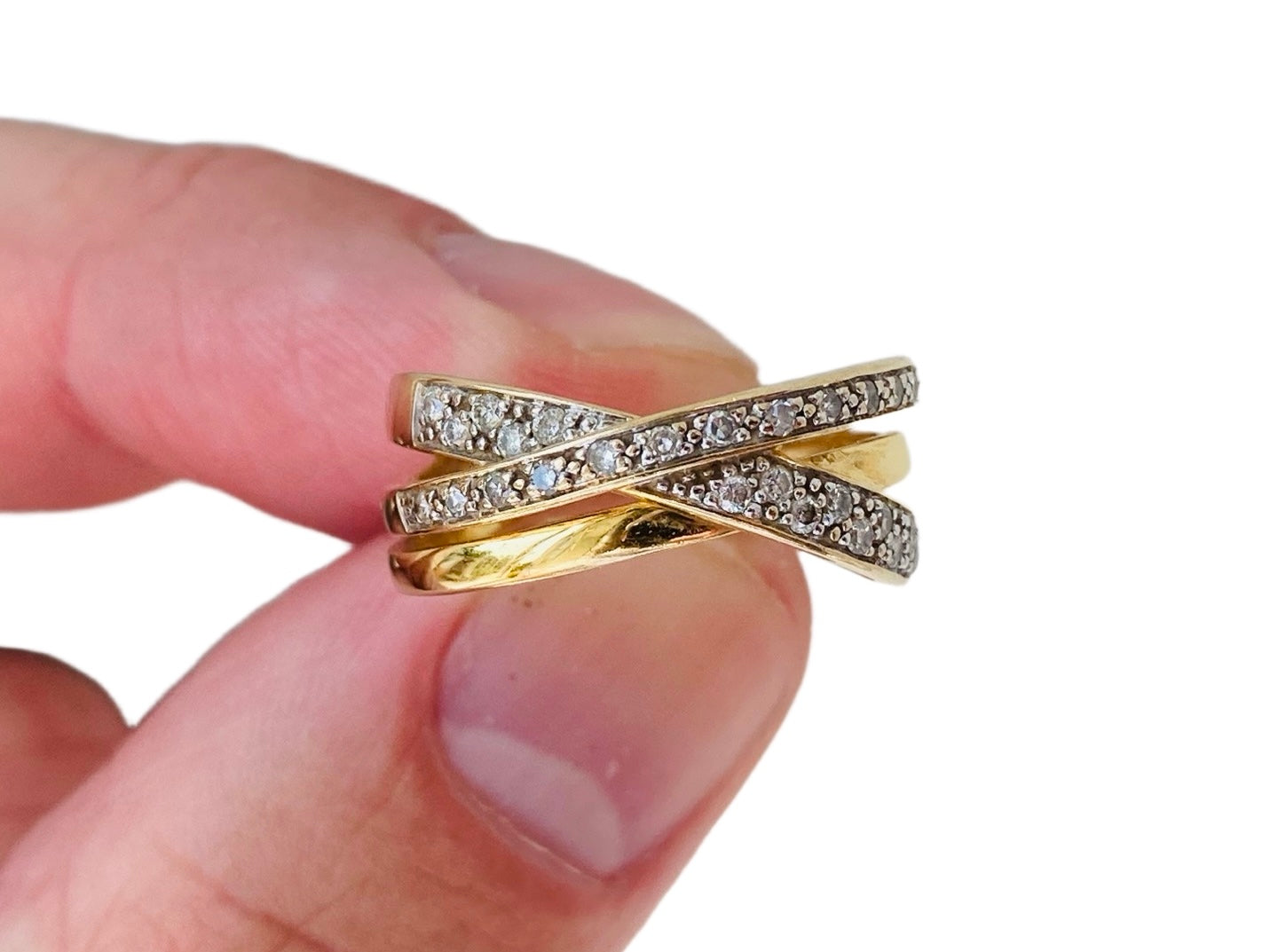 9ct Gold Diamond Crossover Ring
