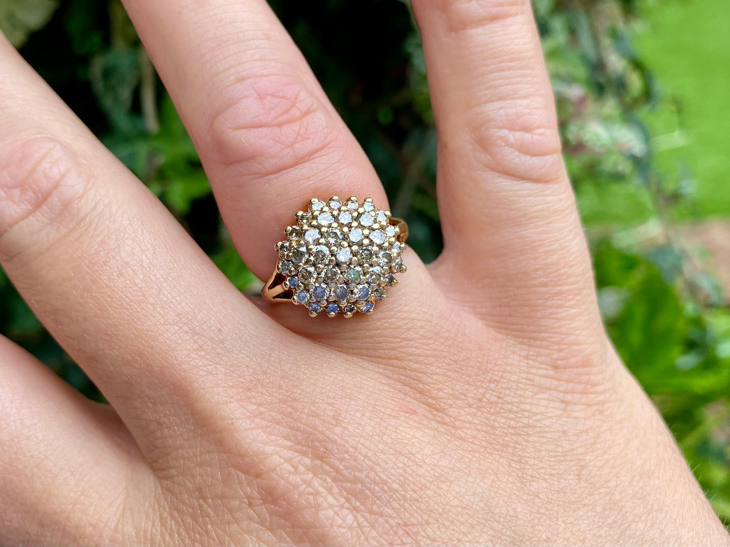 9ct Gold Champagne Diamond Cluster Ring