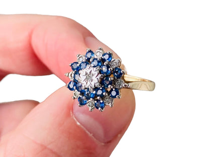 9ct Gold Sapphire & Diamond Cluster Ring