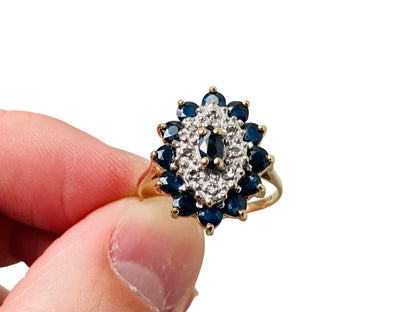 Vintage 9ct Gold Sapphire & Diamond Ring