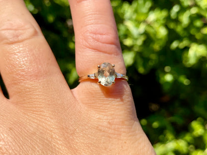 9ct Gold Green Sapphire & Diamond Ring