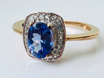 9ct Gold Tanzanite & Zircon Ring
