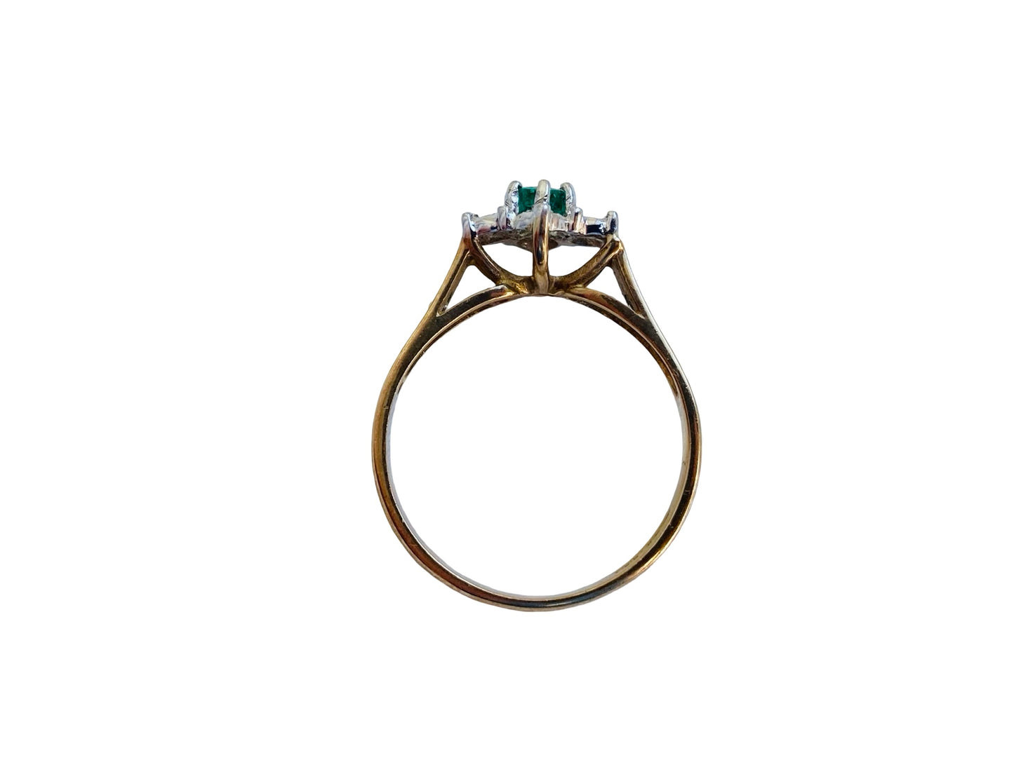 Vintage 9ct Gold Emerald & Diamond Ring