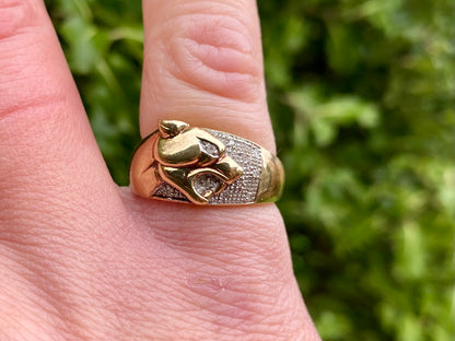 9ct Gold Diamond Panther Ring