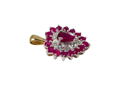 9ct Gold Ruby & Diamond Heart Pendant