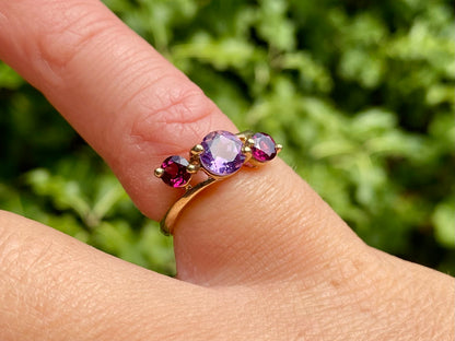 9ct Gold Amethyst & Rhodolite Garnet Ring