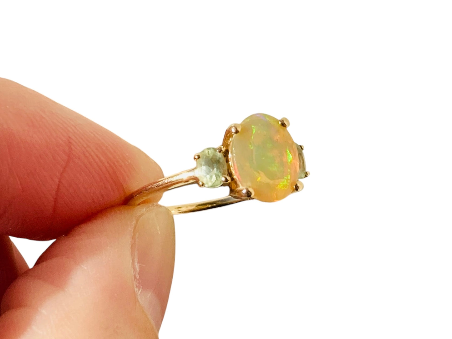 9ct Gold Opal & Tourmaline Ring