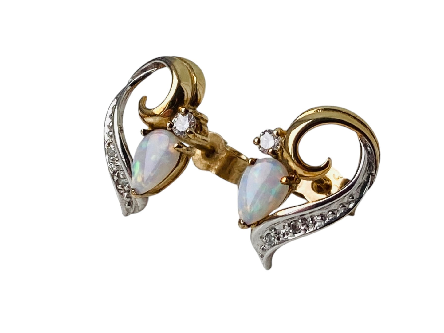 9ct Gold Opal & Diamond Earrings