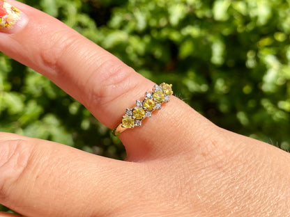 9ct Gold Yellow Sapphire & Diamond Ring