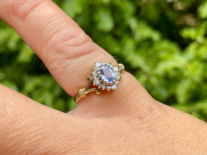 Vintage 9ct Gold Sapphire & Diamond Ring