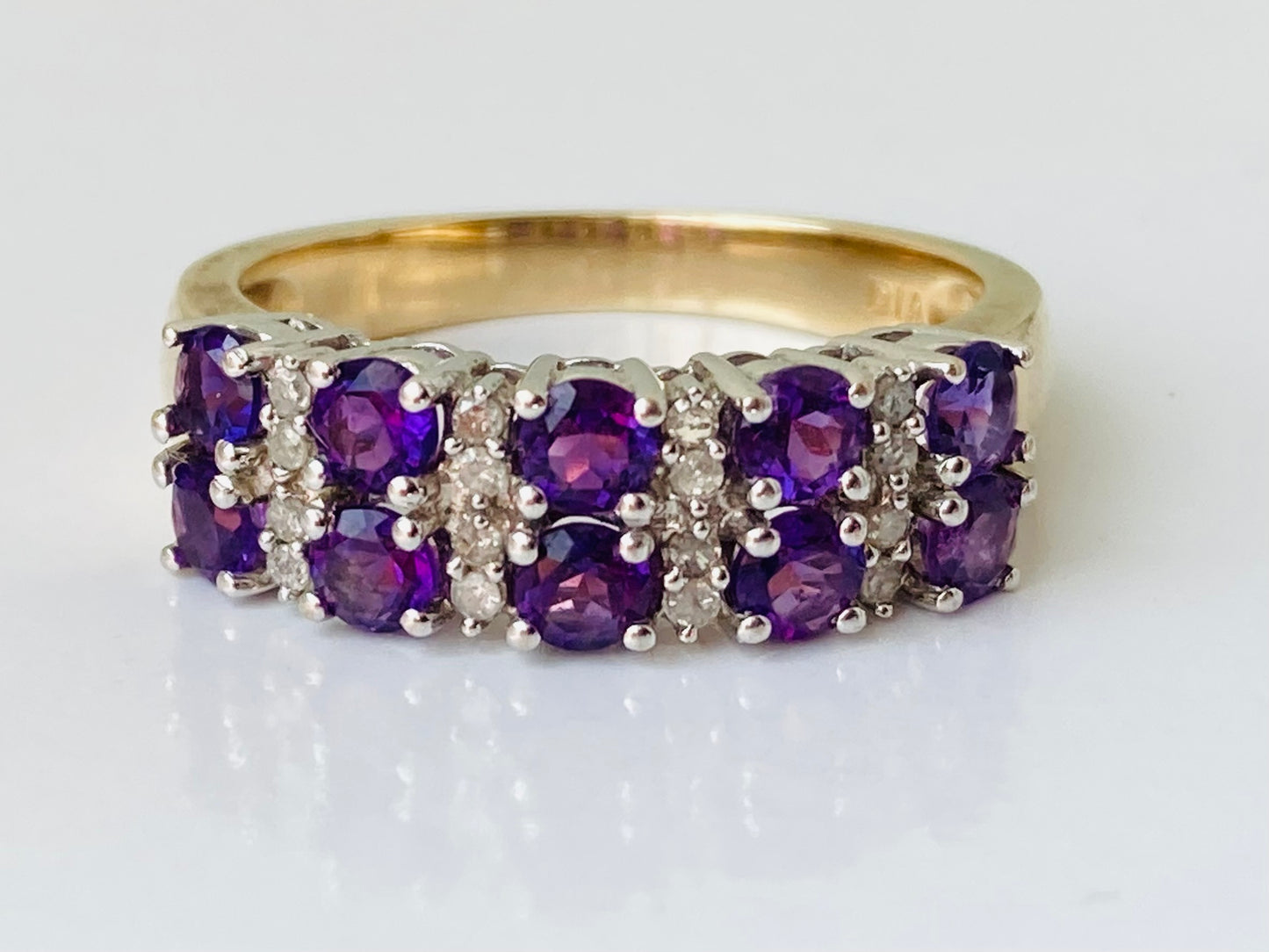 9ct Gold Amethyst & Diamond Ring