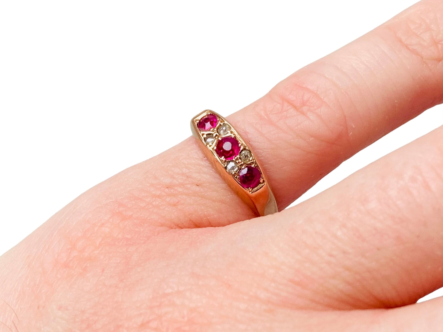 Antique 9ct Gold Ruby & Diamond Ring