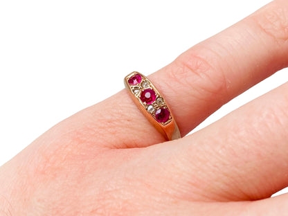 Antique 9ct Gold Ruby & Diamond Ring