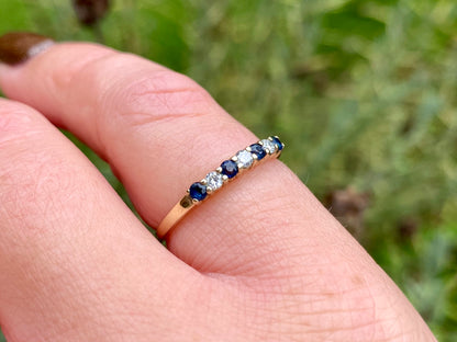 Vintage 9ct Gold Sapphire & Diamond Ring