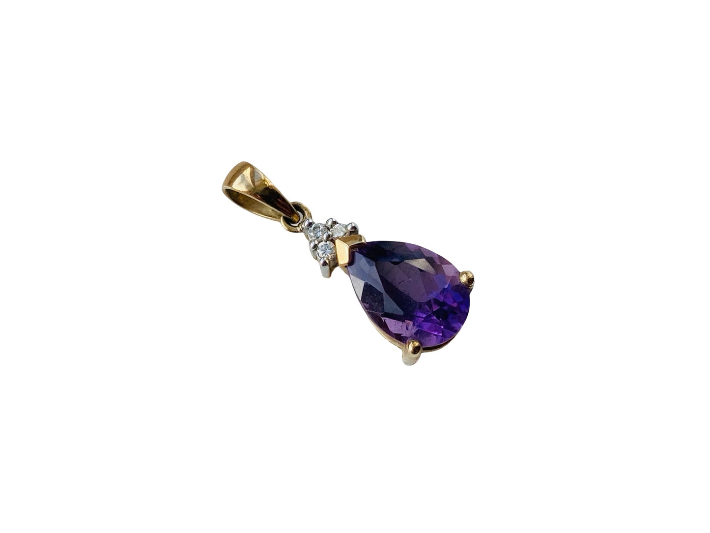 9ct Gold Amethyst & Diamond Pendant