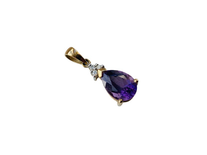 9ct Gold Amethyst & Diamond Pendant