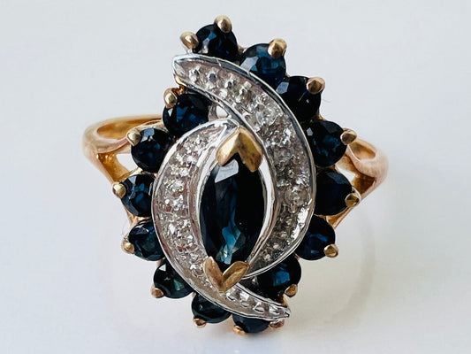 9ct Gold Sapphire & Diamond Ring