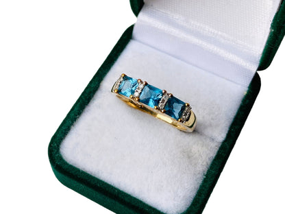 9ct Gold Topaz & Diamond Ring