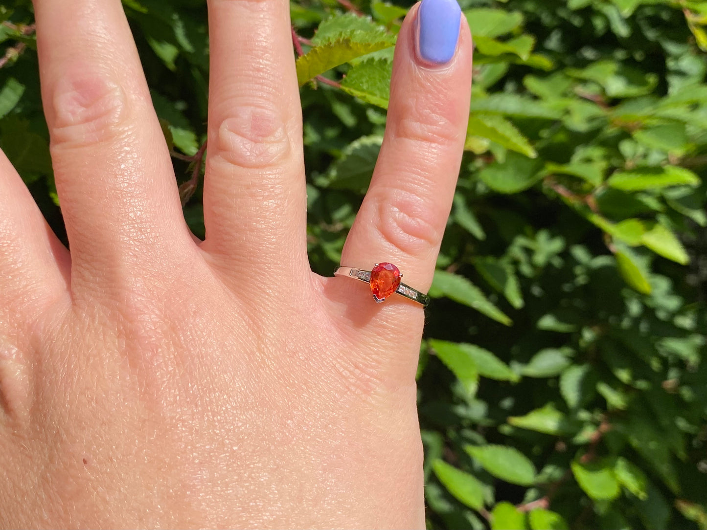 9ct Gold Orange Sapphire & Zircon Ring