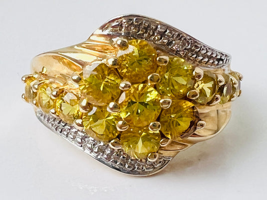 9ct Gold Yellow Sapphire & Diamond Ring