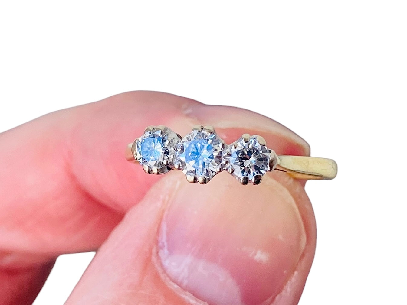 Vintage 18ct Gold Three-Stone Diamond Ring