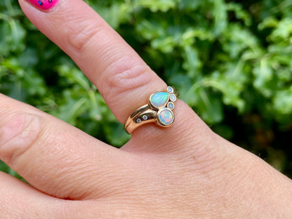 9ct Gold Opal & Diamond Ring