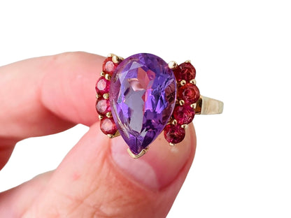 9ct Gold Amethyst & Pink Tourmaline Ring