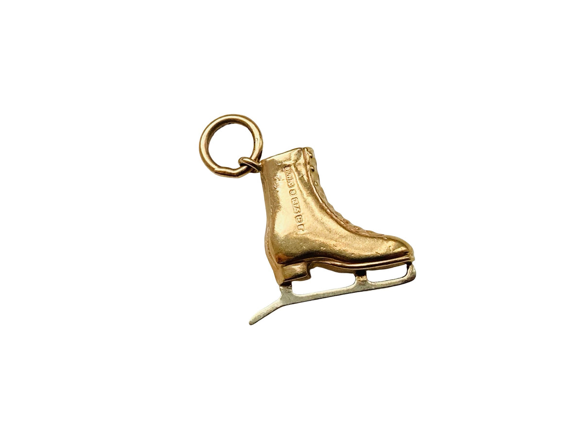 Vintage 9ct Gold Ice Skate Pendant