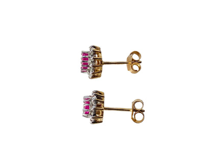 9ct Gold Ruby & Diamond Earrings