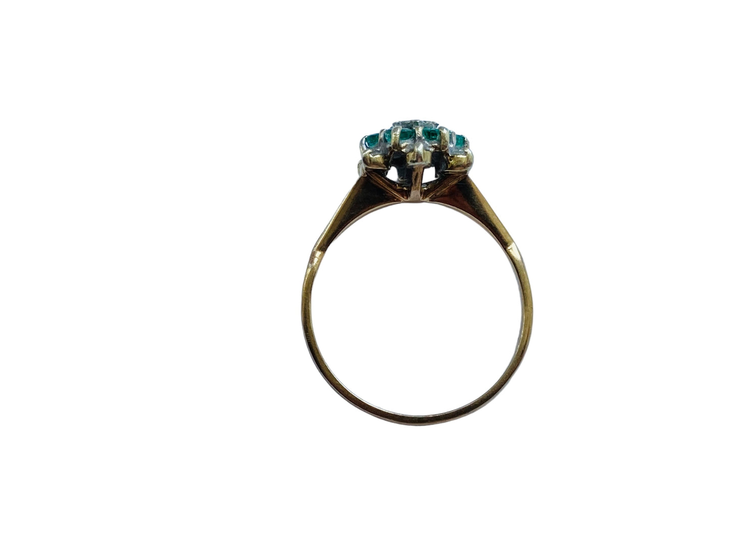 Vintage 9ct Gold Emerald & Diamond Ring