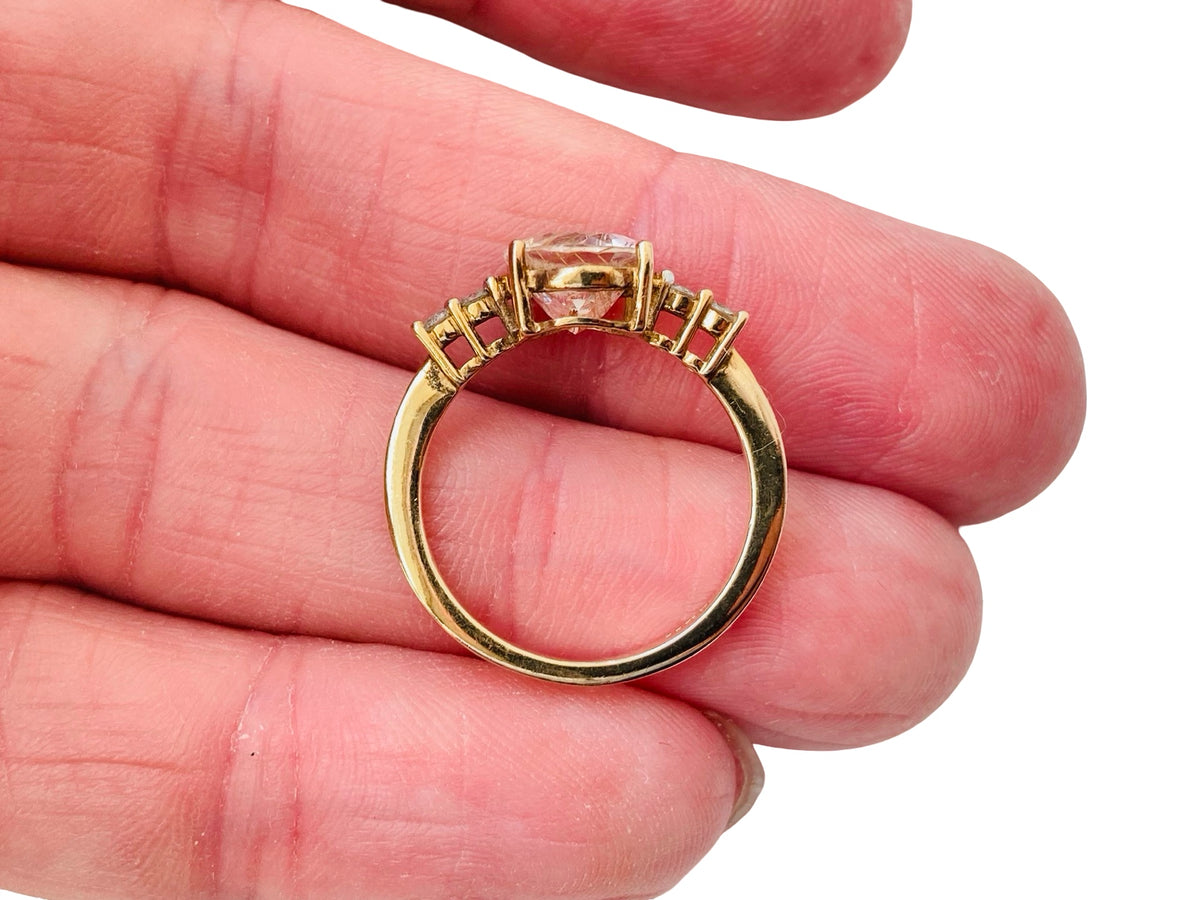9ct Gold Goldern Rutilated Quartz & Diamond Ring