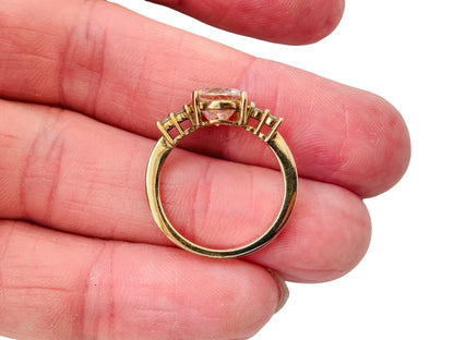 9ct Gold Goldern Rutilated Quartz & Diamond Ring