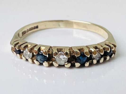 Vintage 9ct Gold Sapphire & Diamond Ring