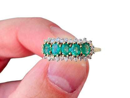 9ct Gold Emerald & Diamond Ring