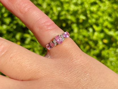 9ct Gold Pink Sapphire & Diamond Ring