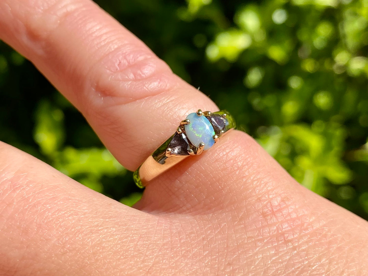 9ct Gold Opal & Tourmaline Ring