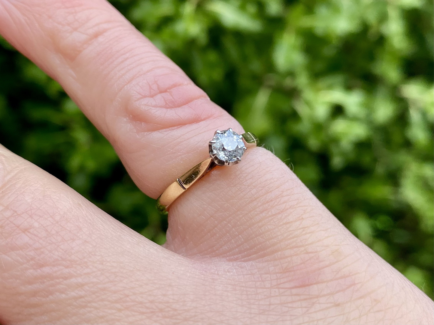 Antique 18ct Gold Old-Cut Diamond Solitaire Ring