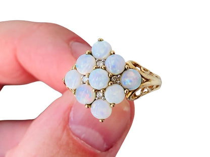 9ct Gold Opal & Diamond Ring