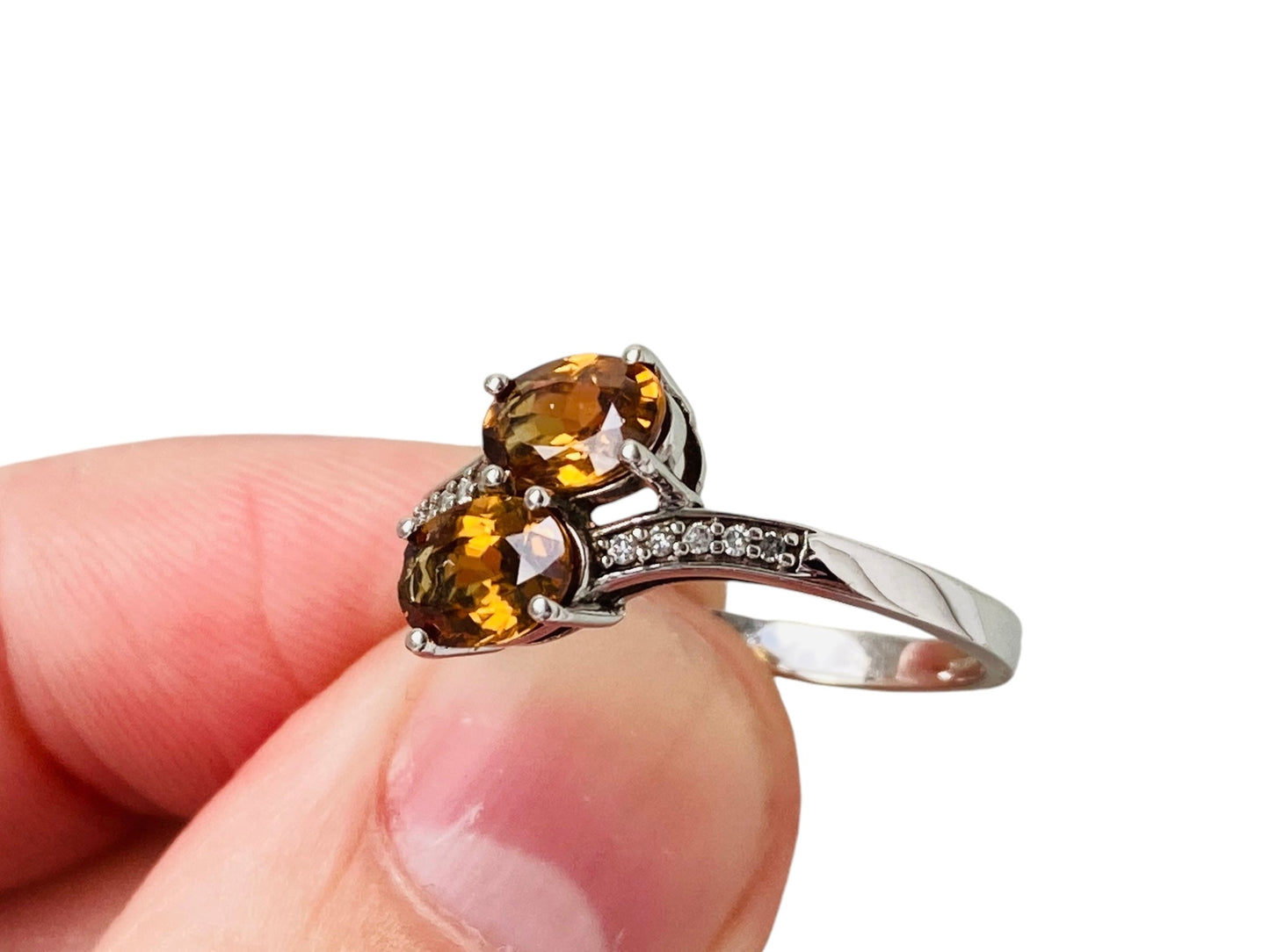 9ct Gold Orange Topaz & Diamond Ring