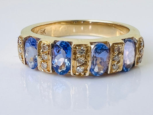 9ct Gold Tanzanite & Diamond Ring