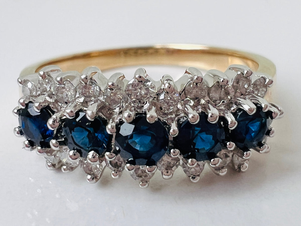 9ct Gold Sapphire & Diamond Ring