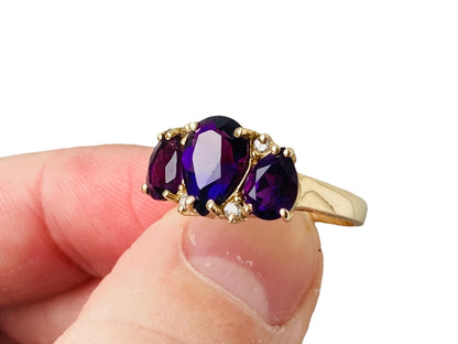 14ct Gold Amethyst & Diamond Ring